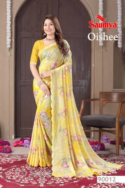 OISHEE BY SAUMYA CHIFFON BRASSO WITH ZARI SAREE EXPORTER IN INDIA
